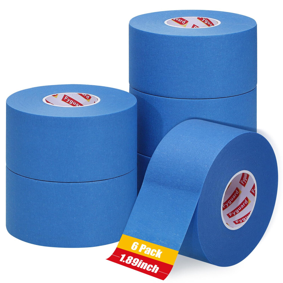 Fyguard 6 Rolls Painters Tape Blue, 48Mm X 50M Masking Tape Easy Removal Crepe Paper For Painting And Decorating, Indoor And Outdoor 5051222386712