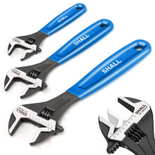 Shall 3-Piece Adjustable Wrench Set, 10/8/6 Inch Cr-V Steel Wrench with Cushion Grip,Navy Blue, Laser-Etched for Home, Garage, Workshop and DIY