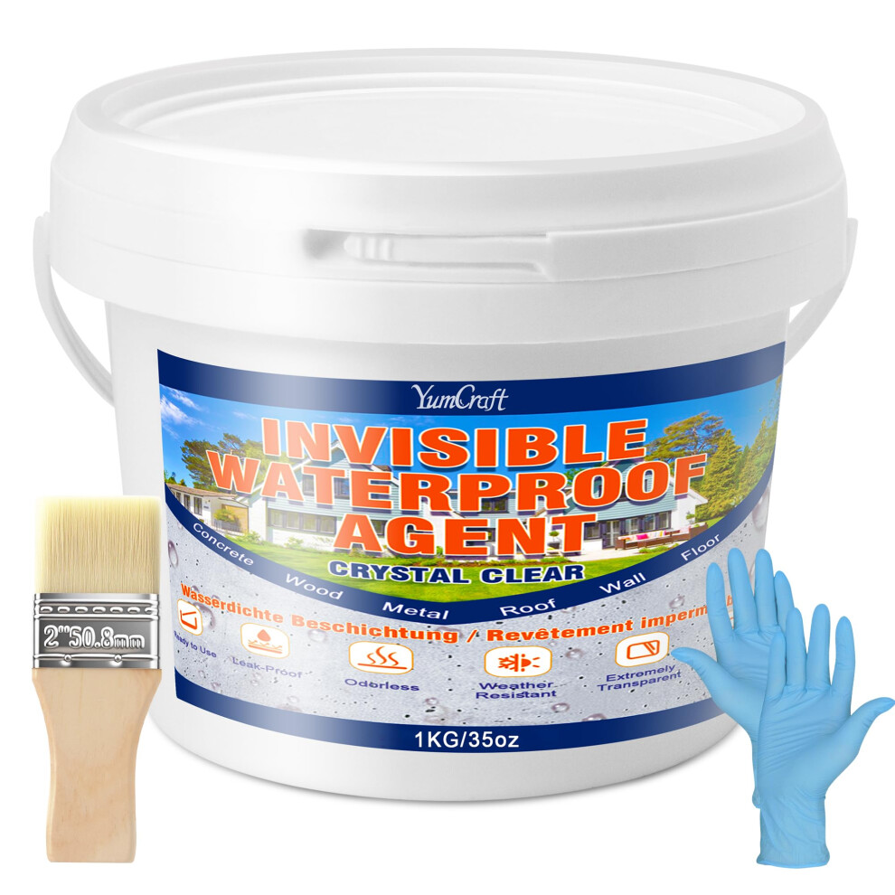1000G Liquid Waterproof Sealant Clear, Anti-Leaking Sealant Agent, Transparent Waterproof Polyurethane Coating Repair Leak Agent For Roofs, Bathroom, 5051222383766