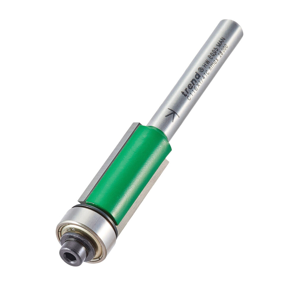 Trend Craftpro Self-Guided Trimmer Router Cutter Bit, 1/4 Inch Shank, 12.7Mm Cut Diameter & 25.4Mm Cut Length, Tungsten Carbide Tipped, C116x1/4Tc