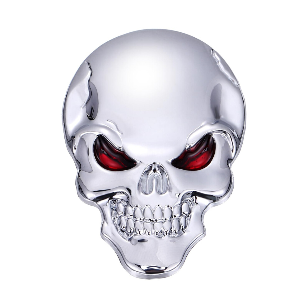 3D Metal Skull Car Emblem Sticker Zinc Alloy Decal For Cars And Motorcycles Silver 9455672669962