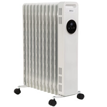 Zanussi 2300W Oil Filled Radiator 11 Fin Portable Electric Heater & Remote Control, White, Display & 24 Hour Timer, Adjustable Thermostat, 3 Heat