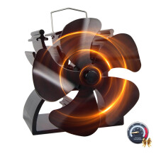 Tomersun Log Burner Fan 4.9 Inches/12.5CM Height 5 Blades Mini Stove Fans with Stove Thermometer Small Woodburner Fan for Log Burners