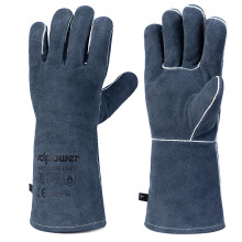 Vclpower Fireplace Welding Gloves Fire Heat Resistant: 14IN Fireproof Leather for Fireplace Fire Pit Wood Stove Campfire Furnace BBQ Baking,Grill Oven