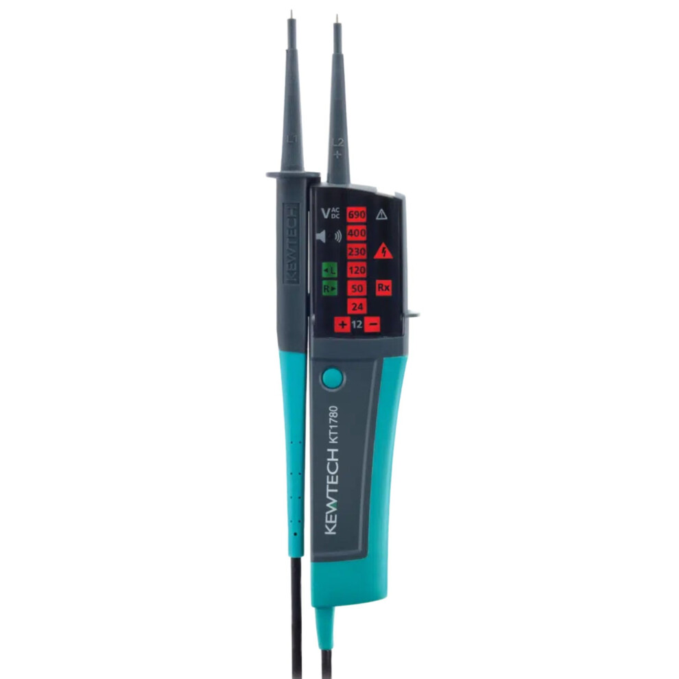 Kewtech Kt1780 2-Pole Voltage Detector & Continuity Tester With Led Display And Torch, 690 V, Green, No Size 5051222387337