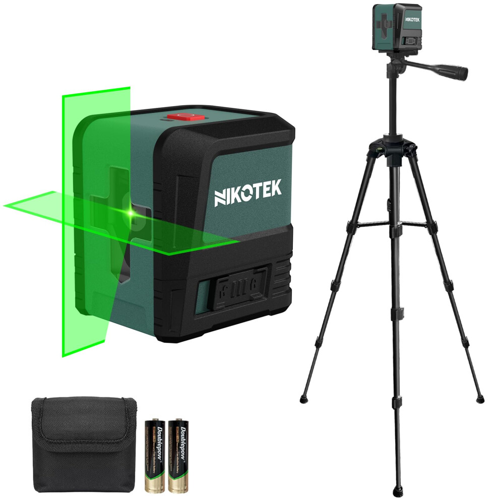 Laser Level With 1.2M Enhancedtripod, Nikotek Green Laser Leveler Self Leveling Cross Line, Horizontal And Vertical Line Laser Level Ip54 Waterproof 5051222391433