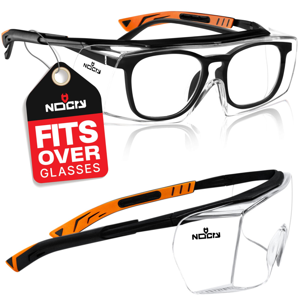 Nocry Over-Glasses Safety Glasses - With Clear Anti-Scratch Wraparound Lenses, Adjustable Arms, Side Shields, Uv400 Protection, Ansi Z87 & Osha 5051222394632