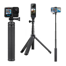 SOONSUN 3in1 Aluminum Waterproof Selfie Stick for GoPro Hero 13 12 11 10 9 8 7 6 5 4, Fusion, Max, Session, Insta360, AKASO, SJCAM, Osmo Action Camera