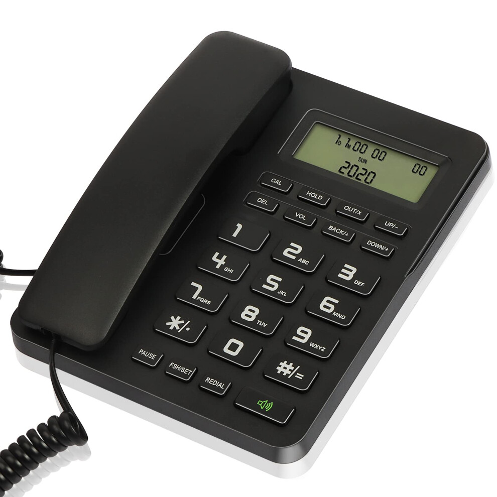 Corded Landline Phones For Home/Office, Desk Corded Telephone With Display And Adjustable Volume, Support Music On Hold, Speakerphone, Dnd And 5051222403563
