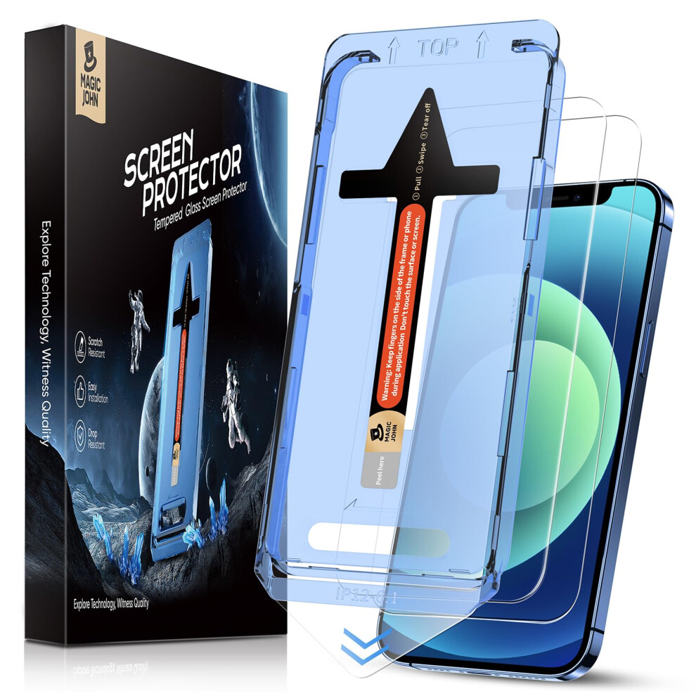 Magic John 2 Pack For Iphone 12/Iphone 12 Pro 6.1 Inch Tempered Glass Screen Protector, Auto Dust-Elimination Installation, Bubble Free, Hd Clear, 5051222400715