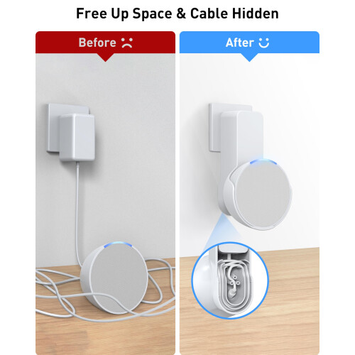 Maxonar Wall Mount, Space Saving Mount, Integrated Cable Management Wall Mount, No Drilling Required, Compatible with Ech0 PoP and Google Nest 1