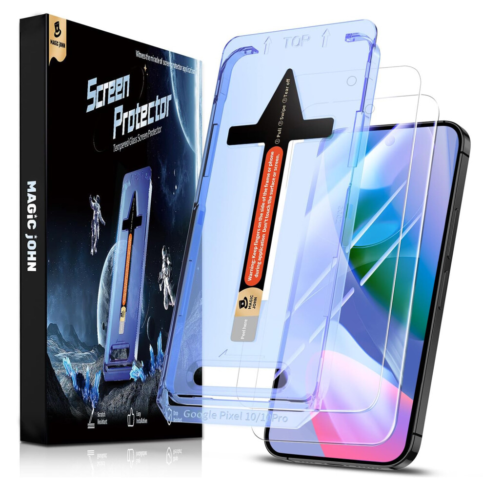 Magic John 2 Pack For Google Pixel 10/10 Pro Tempered Glass Screen Protector, Auto Dust-Elimination, Bubble Free, Hd Clear, Easy Installation 5051222402993