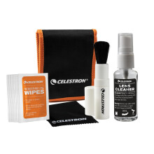Celestron 93576 Lens Cleaning Kit - Includes 10 x Lens Wipes, Cleaning Fluid, Lens Cloth and Retractable Lens Brush in a Soft Carry Pouch,