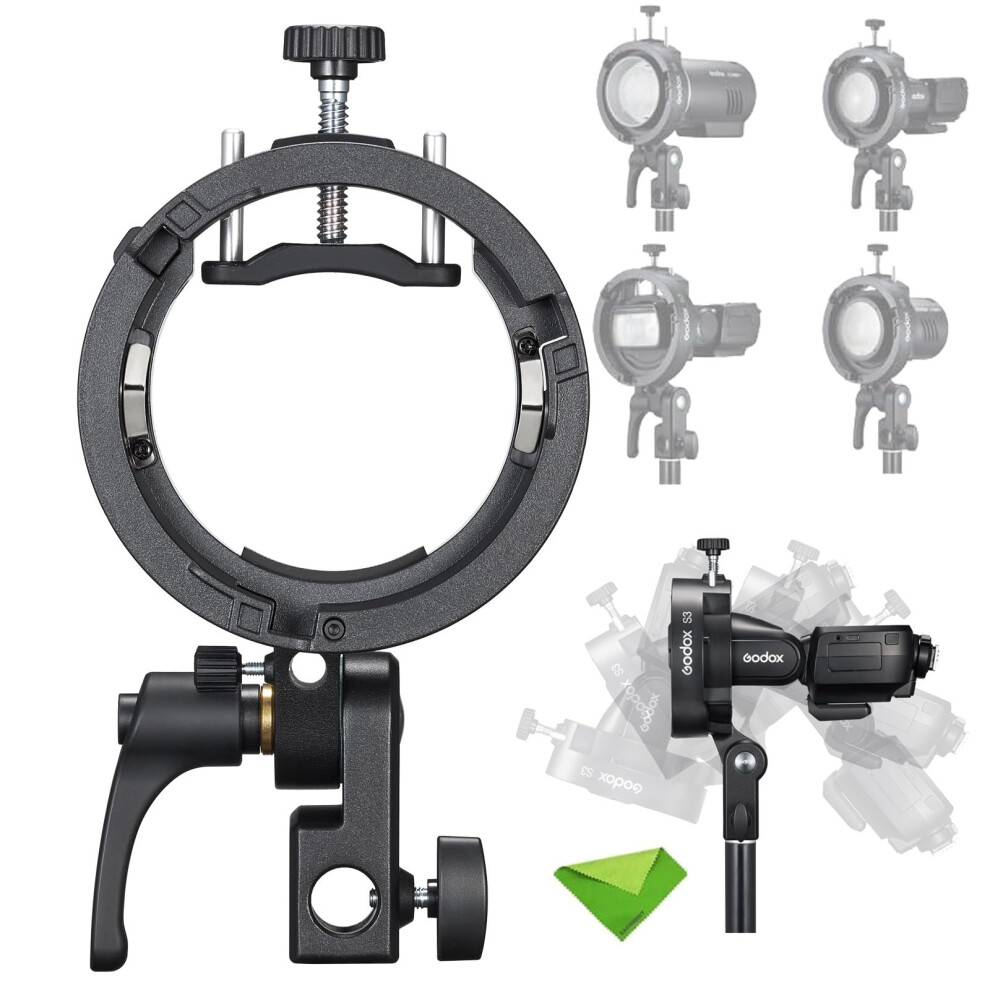 Godox S3 Speedlite Bracket, Bowens Mount Holder For Round & Square Head Flashes, Compatible With Ad100pro Ad200pro Ad300pro Ad400pro V1 V100