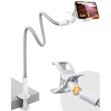 SAIJI Gooseneck Phone Holder, Flexible Lazy Arm holder for Bed with 360 Adjustable Clamp, [Upgraded leather exterior] Cell iPhone Stand For All