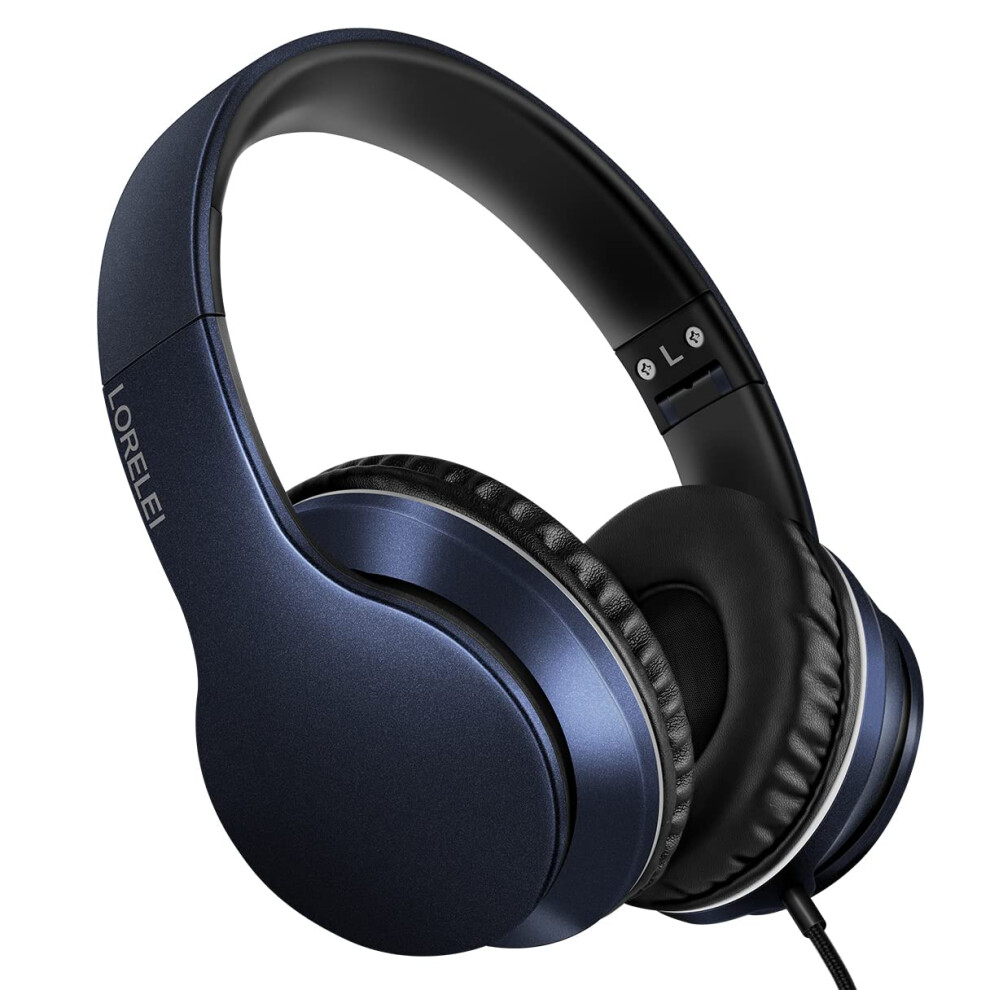 Lorelei X6 Over-Ear Headphones With Microphone, Lightweight Foldable & Portable Stereo Bass With 1.45M No-Tangle, Wired For Smartphone Tablet Mp3/4 5051222408643