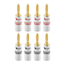 Nakamichi Excel Series 24k Gold Plated Banana Plugs 12 AWG - 18 AWG Gauge Size 4mm for Speakers Amplifier Hi-Fi AV Receiver Stereo Home Theatre Audio