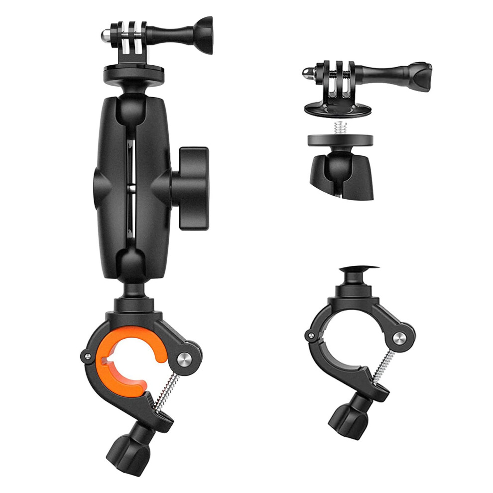 Unstincer Action Camera Handlebar Mount For 8-35Mm Pole, Cam Bracket Holder With 360? Rotation For Gopro Hero 13 12 11 Insta360 X5 X4 X3 Akaso Dji To 5051222405628