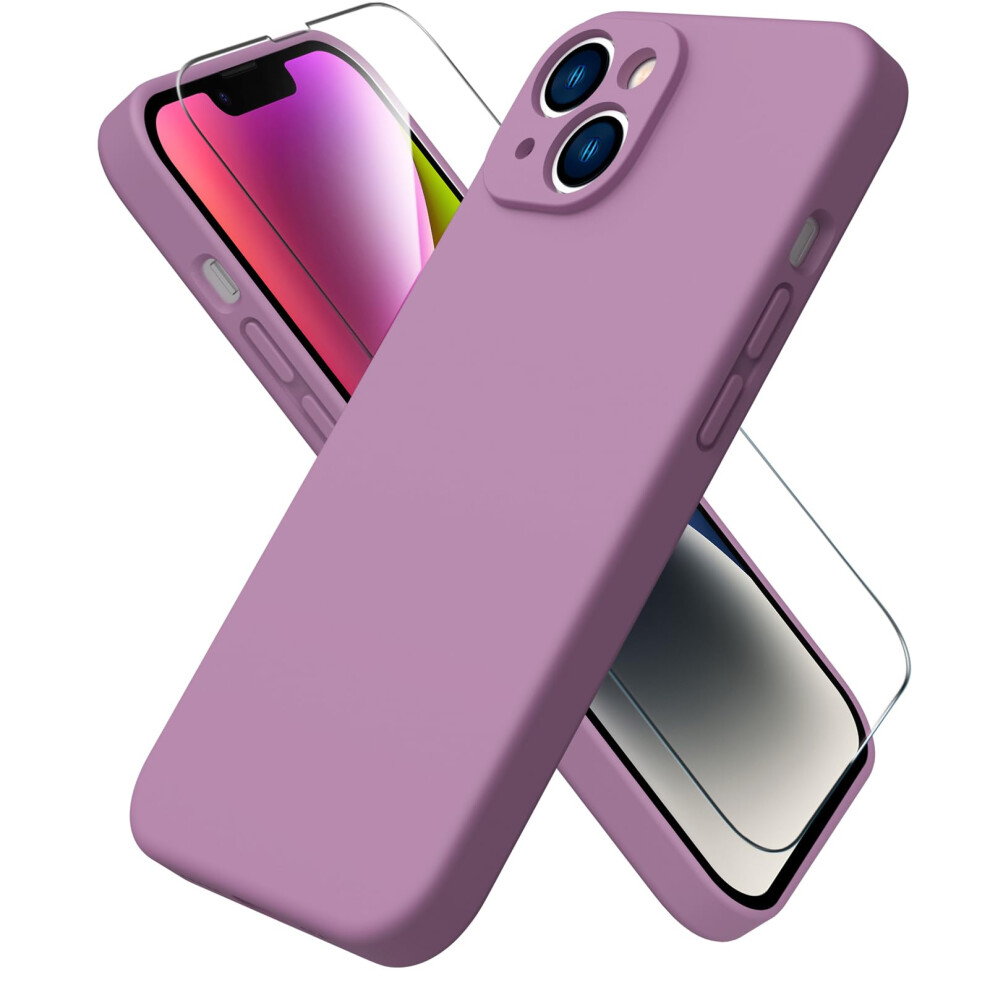 Acronix Compatible With Iphone 14 Case 6.1",With 1 X Screen Protector, Silky-Soft Touch Liquid Silicone Shockproof Rubber Cases Comprehensive 5051222408353