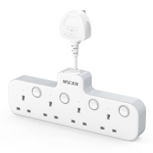 Mscien Hanging Plug Extension Socket, Multi Plug with Switches 4 Way Plug Adapter,Multi Plug Adaptor Wall Socket Extender for Home, Office, Multiplug
