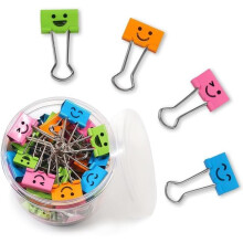 Small Binder Clips 40pcs 0.75in Colored Metal Smiling Face for Paper Organization Office School