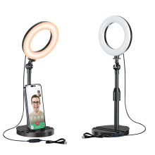 Desk Ring Light with Telescopic Stand, Travel Desktop Hola Light for Phone Selfie Laptop Zoom Video Calls Makeup Tiktok Reels Live Streaming