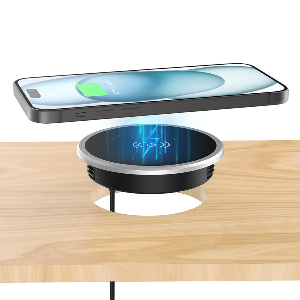 I.valux Recessed Wireless Charger,15W Magnetic Fast Charging Phone Charger(Pad),Hidden Desktop Grommet Qi Wireless Charging Station For Iphone 5051222406786