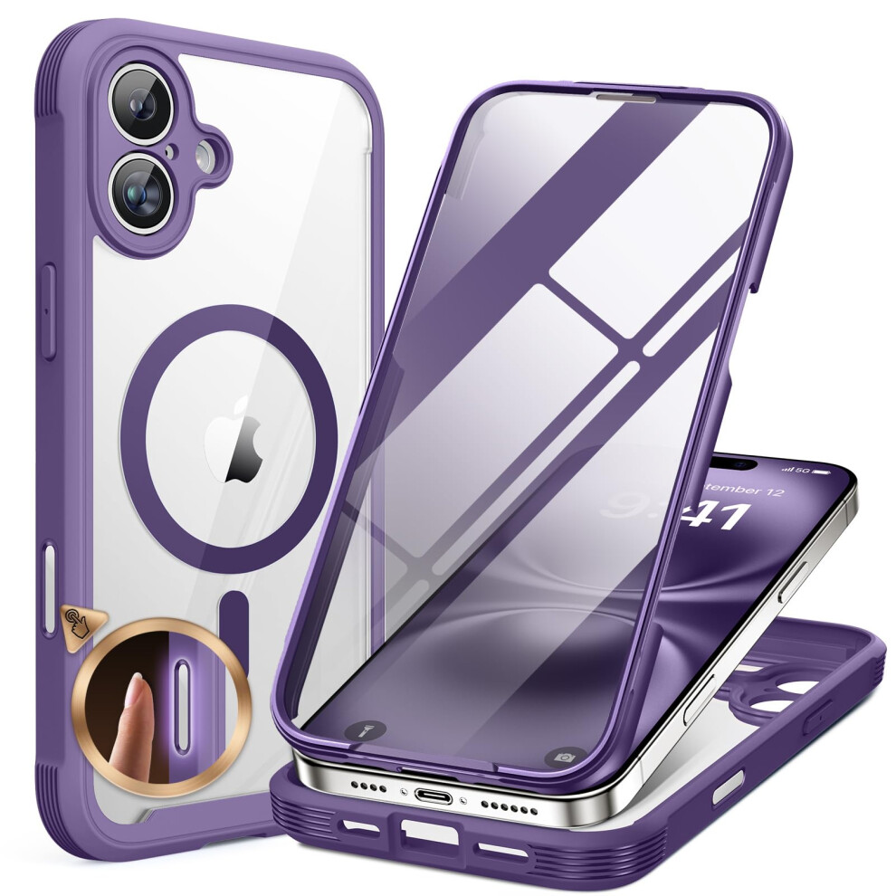 Miracase Magnetic Case For Iphone 16 Case 6.1-Inch, [Built-In 9H Tempered Glass Screen Protector + Camera Control Capture Button] Full Body Bumper 5051222409053