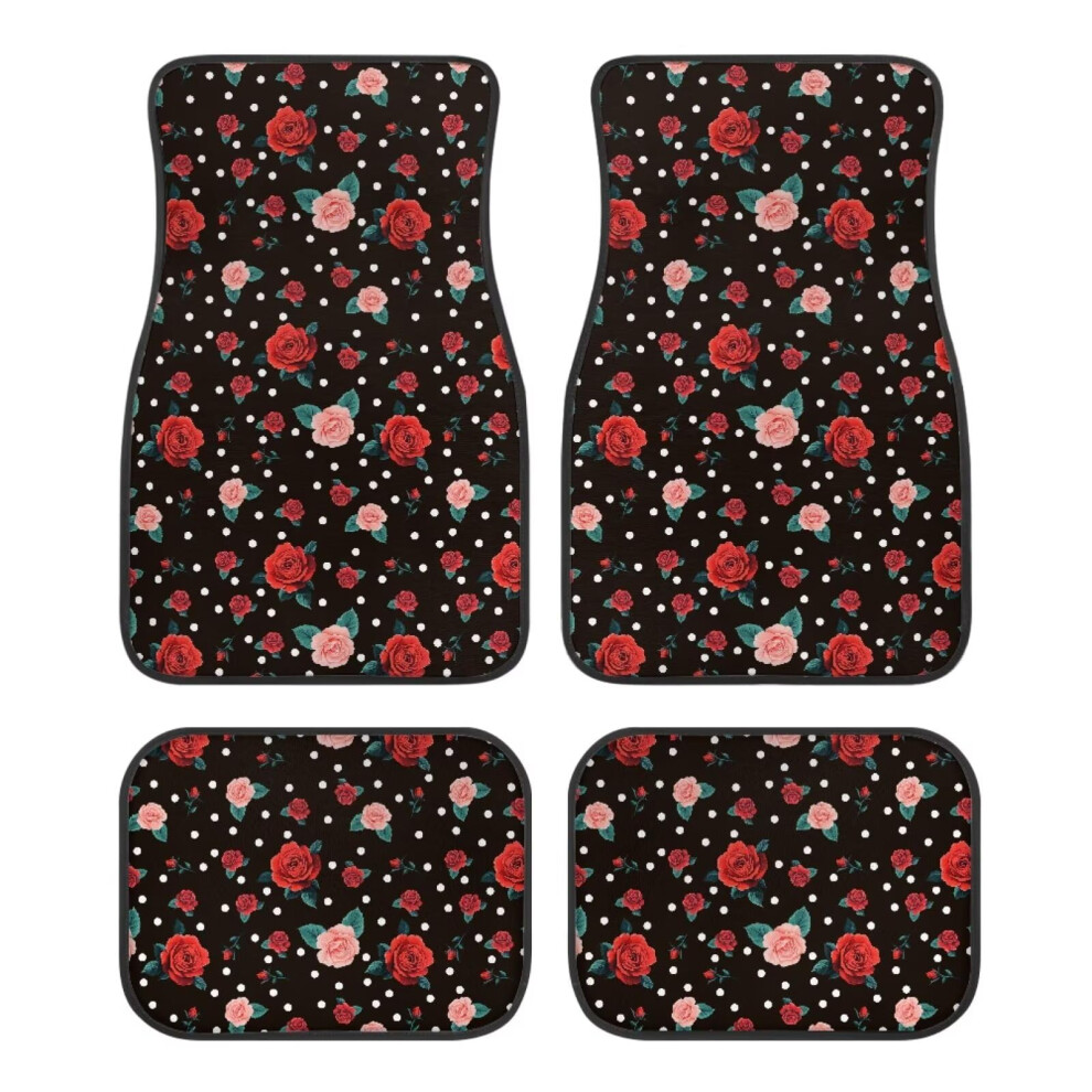 Car Floor Mats Roses Print All Weather Protection Antislip Universal Fit For Cars Suv Truck Red/Pink 9070919730511