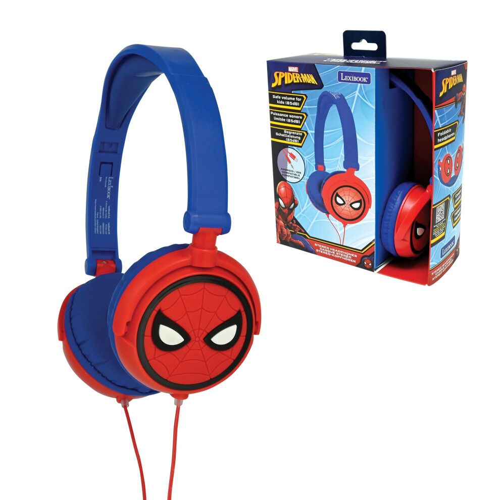 Lexibook, Spider-Man, Stereo Headphones, Kids Safe Volume, Foldable And Adjustable, Hp010sp Red/Blue 5051222413678