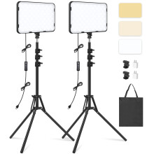 2 Pack LED Video Light with 63'' Tripod Stand, Obeamiu 2500-8500K Dimmable Photography Studio Lighting for Video Film Recording/Collection