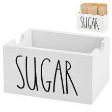 Wooden Sugar Packet Holder for Coffee Bar, Farmhouse Tea Bag Organizer, Holds 20 Packets