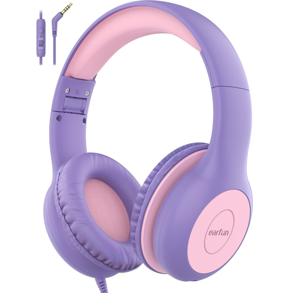 Earfun Kids Headphones, Foldable Headphones For Kids, 85/94Db Volume Limiter, Sharing Function, Stereo Sound, Adjustable Headband, Wired Children 5051122414621