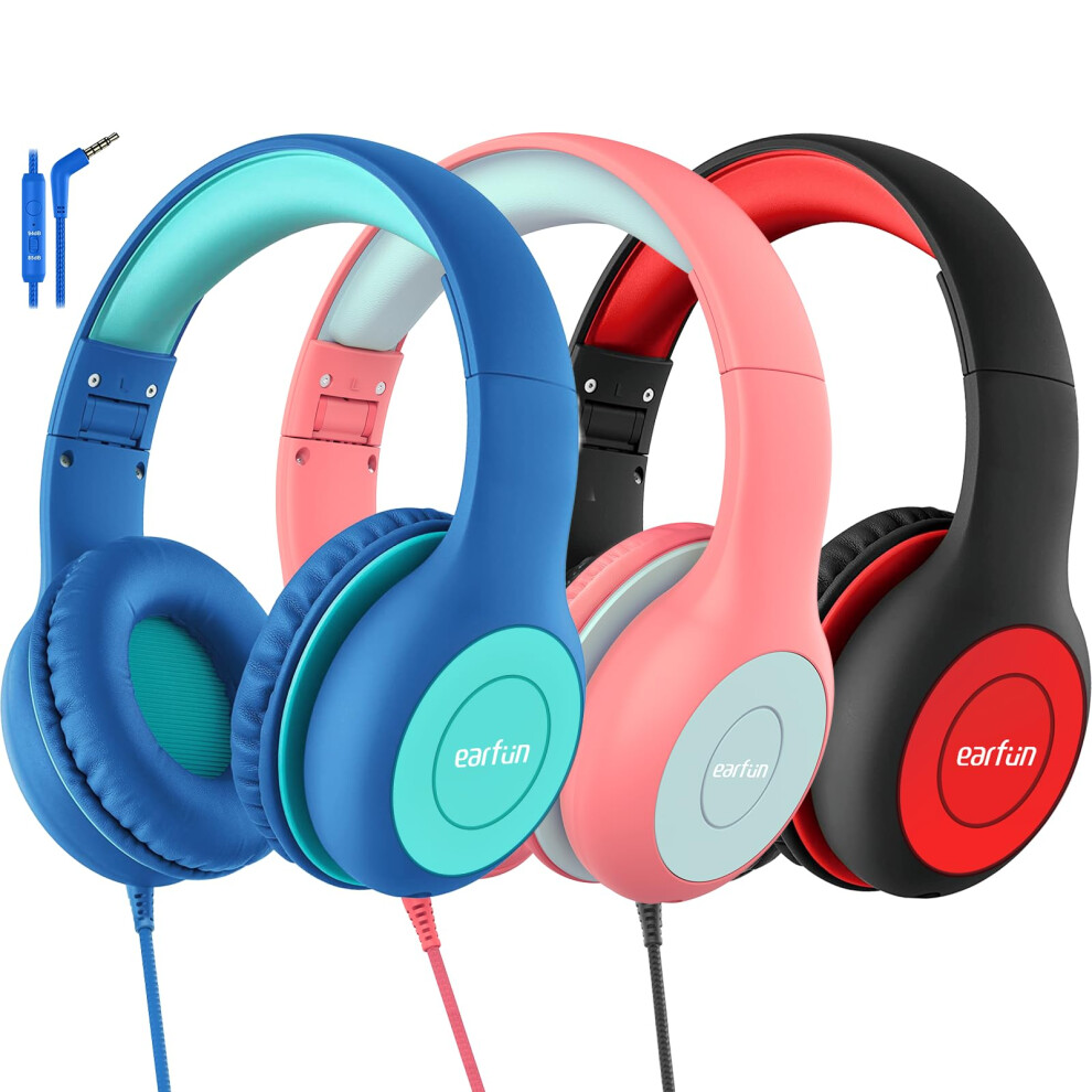 Earfun Kids Headphones 3 Packs, Wired Headphones For Kids 85/94Db Volume Limit, Sharing Function, Stereo Sound Adjustable Headband Children Headphones 5051222414606