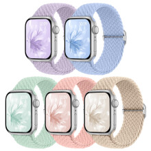 Raradev 5 Pack Braided Band Compatible for Apple Watch Straps Women 40mm 41mm 38mm 42mm 44mm 45mm 46mm 49mm, Breathable Stretchy Elastic Sport Loop