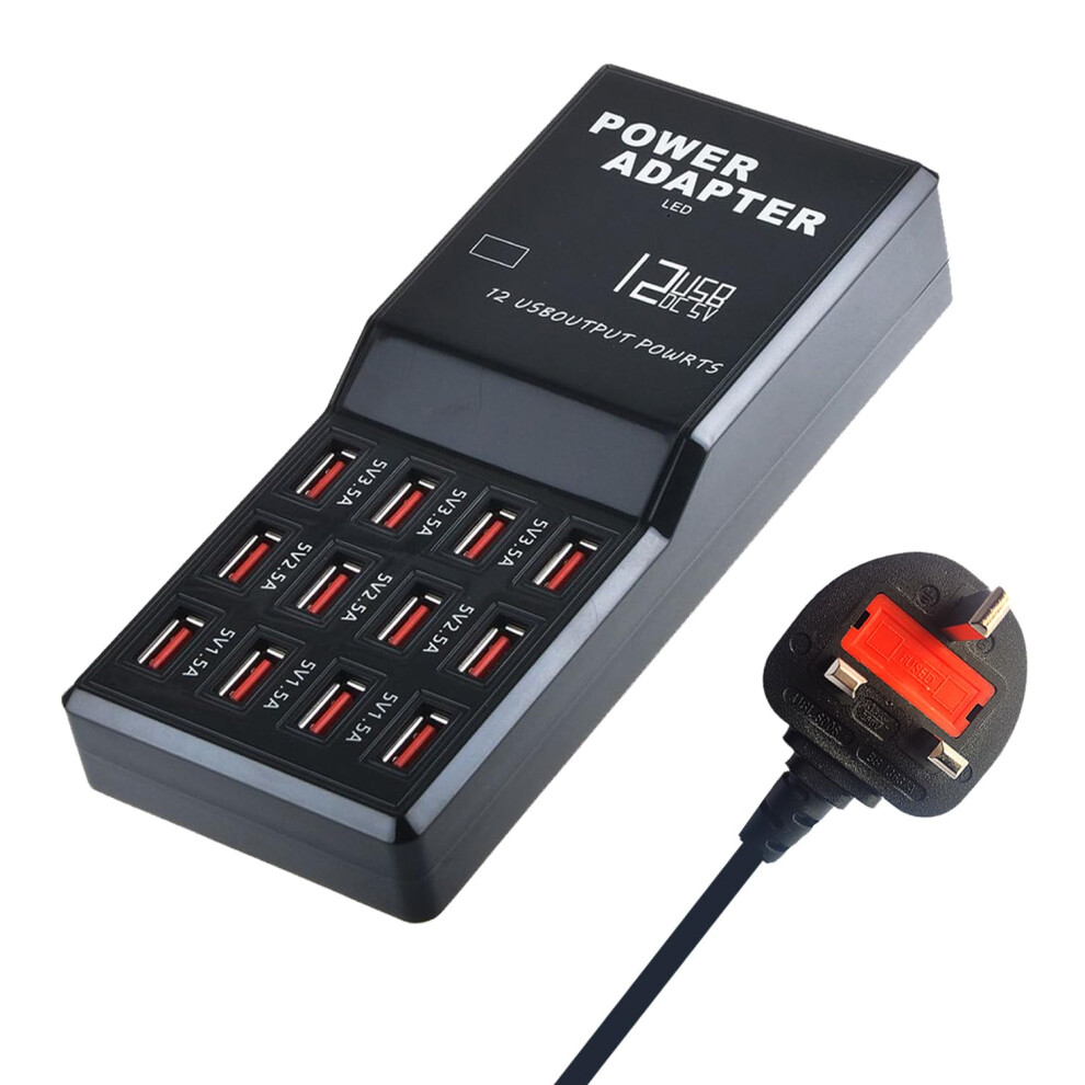 Balabaxer Usb Charger,12-Port 60W Multiple Usb Charging Station,Multi Ports Charger Charging For Smartphones?Tablets?And Other Devices. 5051222410585