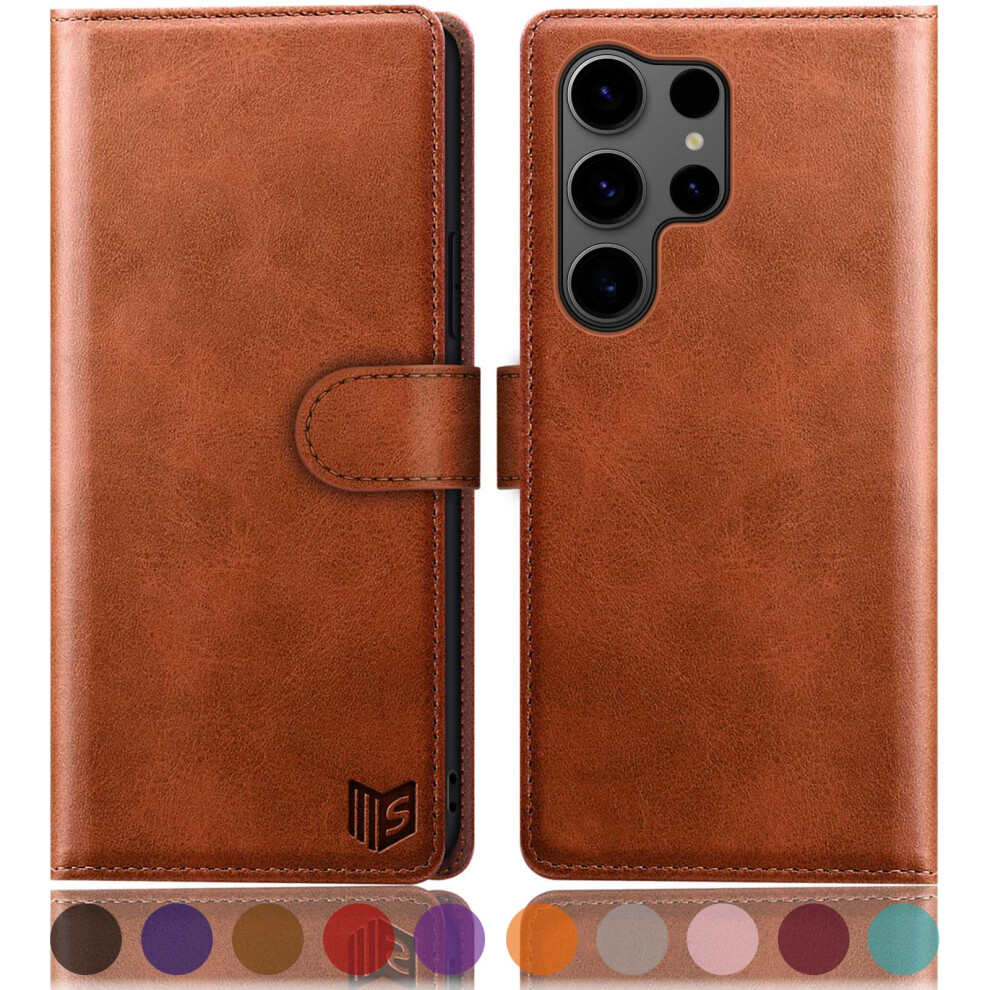 Suanpot Compatible With Samsung Galaxy S25 Ultra Case With [Rfid Blocking][Credit Card Holder],Pu Leather Flip Book Protective Cover Women Men For 5051222413463