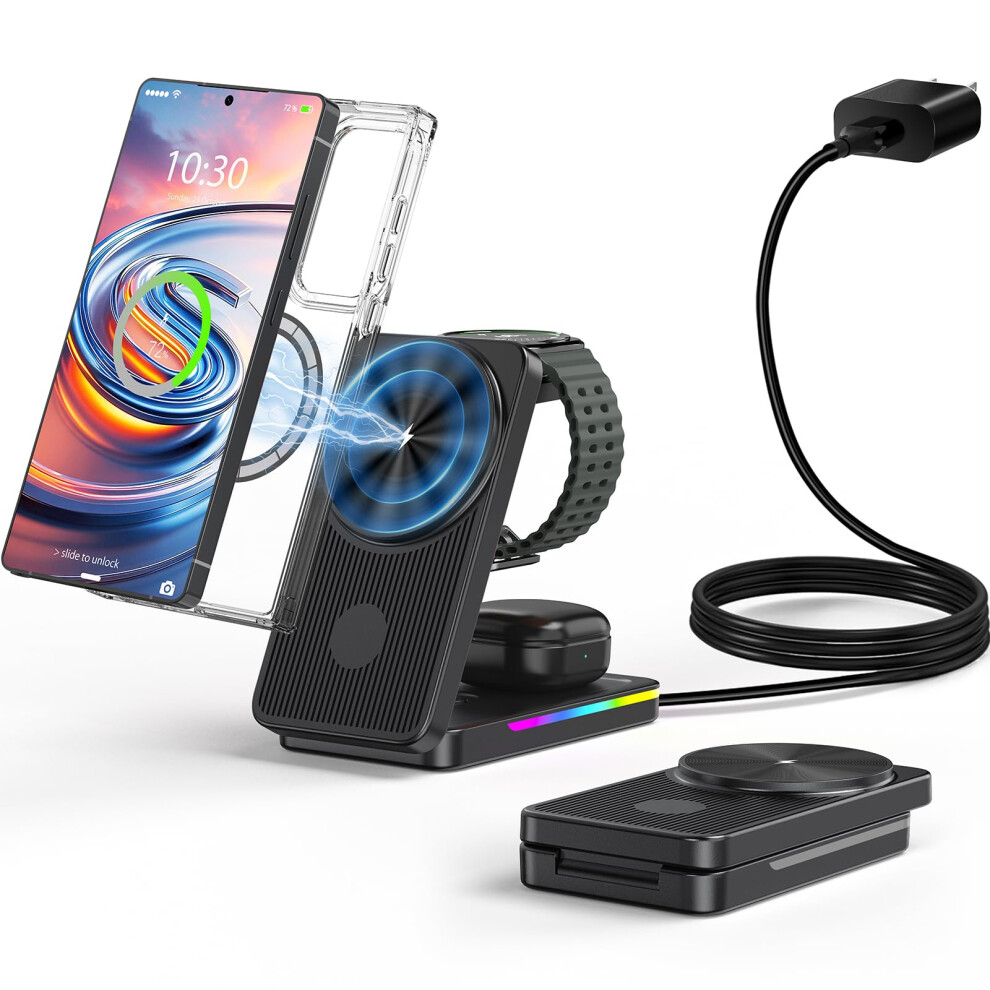 Magnetic Wireless Charger For Samsung Galaxy S25 Ultra S24, Foldable Magsafe Charger, Samsung Wireless Charger For Galaxy Watch Ultra 8/7/6 Galaxy 5051222411834