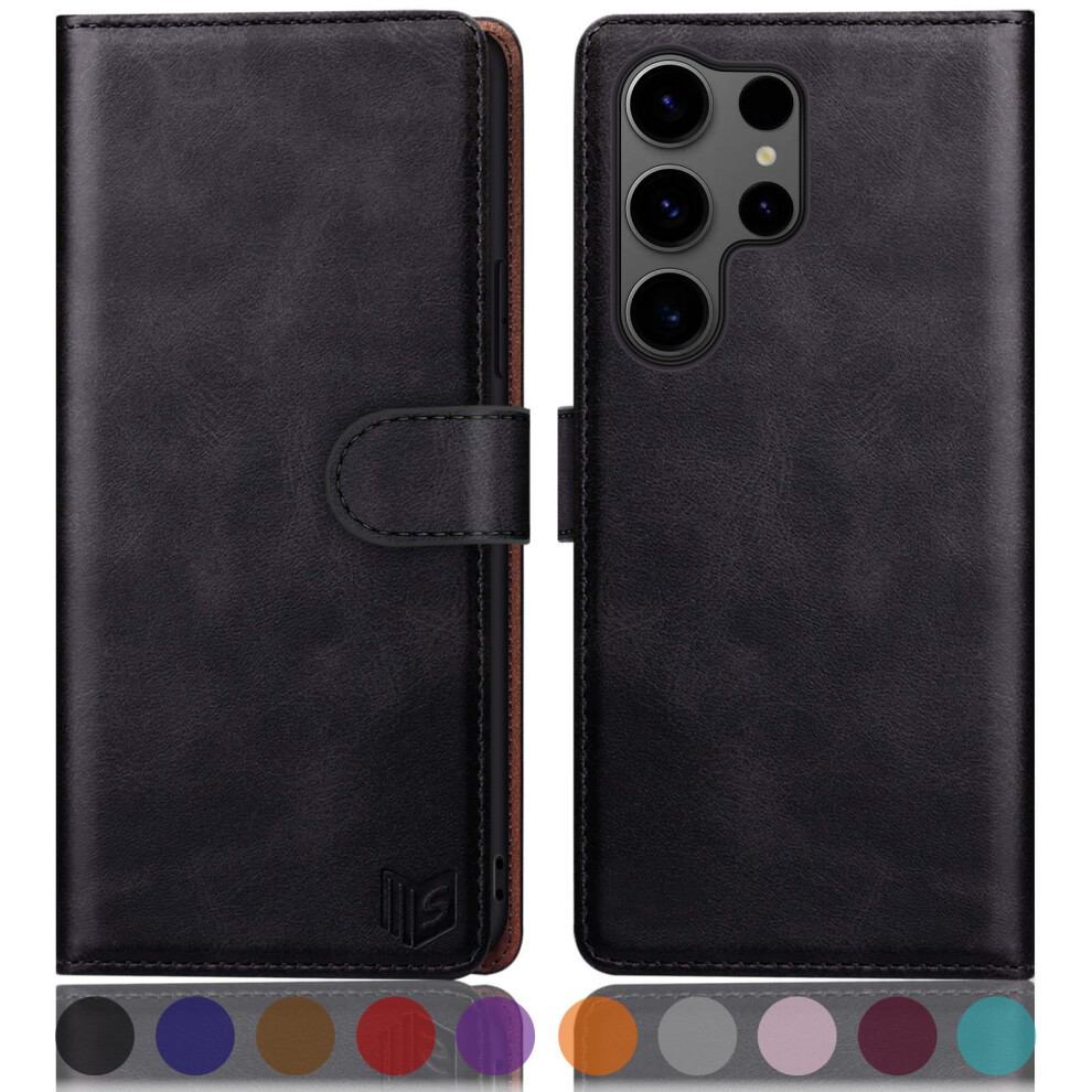 Suanpot Compatible With Samsung Galaxy S25 Ultra Case With [Rfid Blocking][Credit Card Holder],Pu Leather Flip Book Protective Cover Women Men For 702385266704