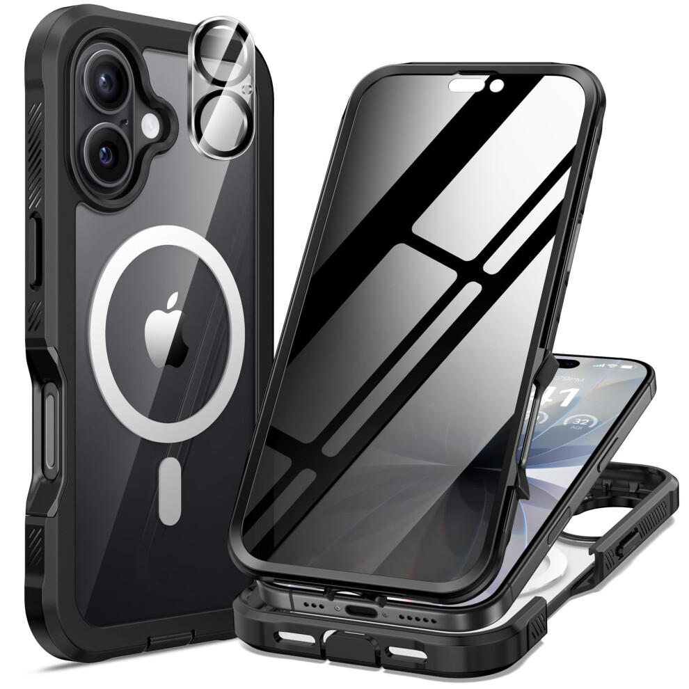 Seacosmo Magnetic For Iphone 17 Privacy Case 6.3 Inch, Compatible With Magsafe [Built-In Tempered Glass Protector + Camera Protection] Full Body 5051222413265