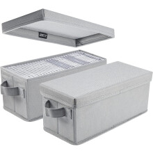 UENTIP CD Storage Box - Pack of 2 - 13.2"x5.9"x5.3", Holds 165 Discs in Sleeves or 60 CDs in Slim Cases - Grey