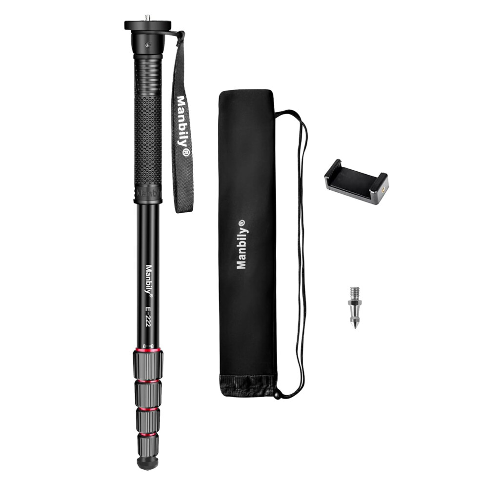 Manbily 65-Inch Camera Monopod, 5 Sections Aluminum Travel Monopods For Cameras Canon Nikon Sony Dslr Video Camcorder, Compact Portable Lightweight 5051222419458
