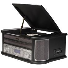 Denver 9-in-1 Retro Vintage DAB Bluetooth Wooden Radio Record Player With Speakers ? DAB+ Radio, FM, Record Player, Cassette & CD Player, AUX IN, MP3