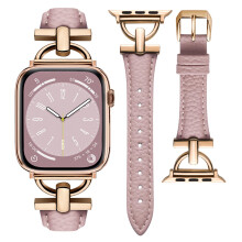 wutwuk Compatible Leather Apple Watch Straps Women 42mm(S11/10) 41mm 40mm 38mm, D-Shape Metal Buckle Leather Wristband for Apple Watch SE3/2/1 Series