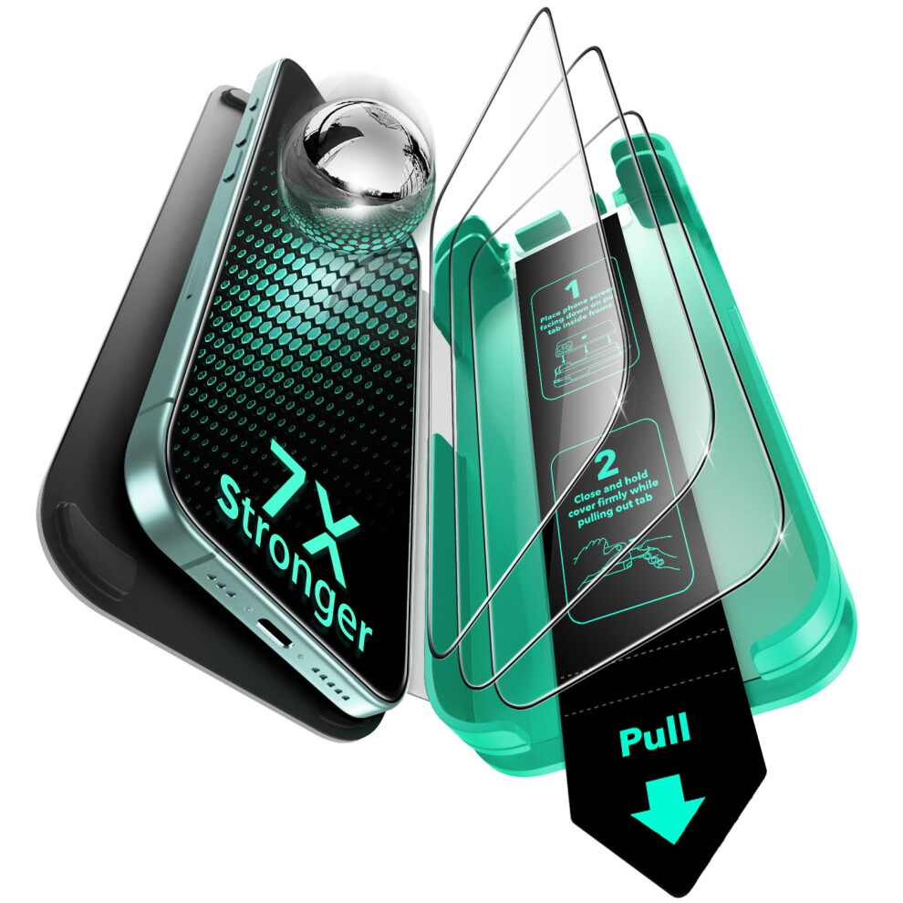 Esr 3 Pack 9H+ Glass For Iphone 16 / Iphone 15 Screen Protector, [Military Grade Shatterproof & Longest Durable] Full Coverage Tempered Glass With 5051222420027