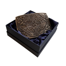 Antique Pewter Celtic Serpent Kilt Belt Buckle - Made In Scotland