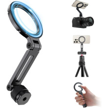 ULANZI MA07 Magnetic Phone Tripod Mount, Aluminum Camera Phone Mount with 1/4" Screw, Metal Adapter with Cold Shoe for Digital Camera, Copatibale with