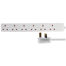 Pro Elec 1596 1 m 6 Gang Extension Lead, 1 m, White