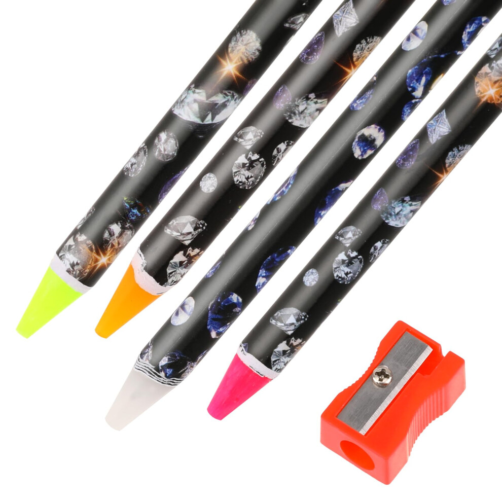 4 Pack Nail Art Rhinestone Picker Wax Pencils with SelfAdhesive Tip and Pencil Sharpener