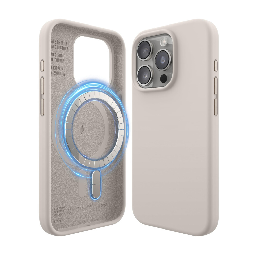 Elago Magnetic Silicone Case Compatible With Iphone 15 Pro Case, Compatible With Magsafe All Accessories, Built-In Magnets, Premium Silicone, Full 5051222422168